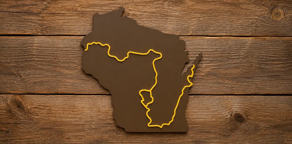Wisconsin Ice Age National Scenic Trail Route Outline Sign Map CUSTOMIZE COLORS